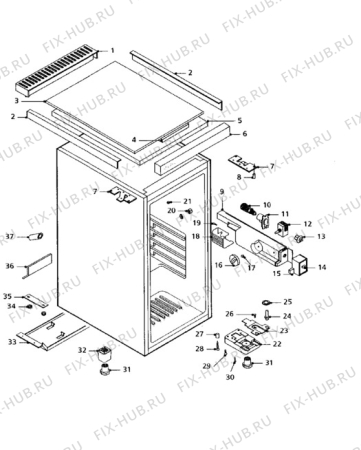 Взрыв-схема холодильника Tricity Bendix EBL5AL - Схема узла Cabinet + armatures